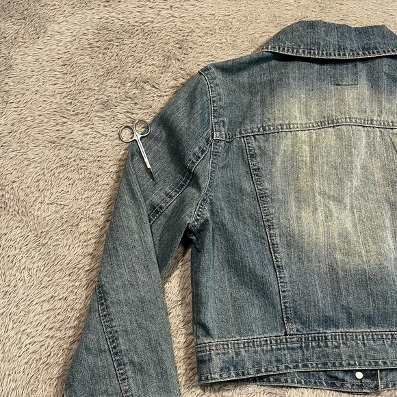 Highway Jeans Denim Jacket Button Up Zip Pockets Trucker Women's Large - Picture 10 of 11